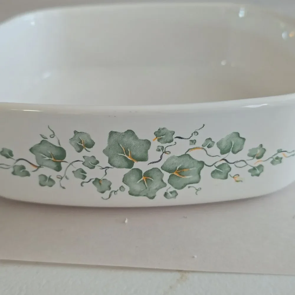 Rare Vintage Corningware Callaway Green Ivy 1 Liter Square Casserole Dish no lid